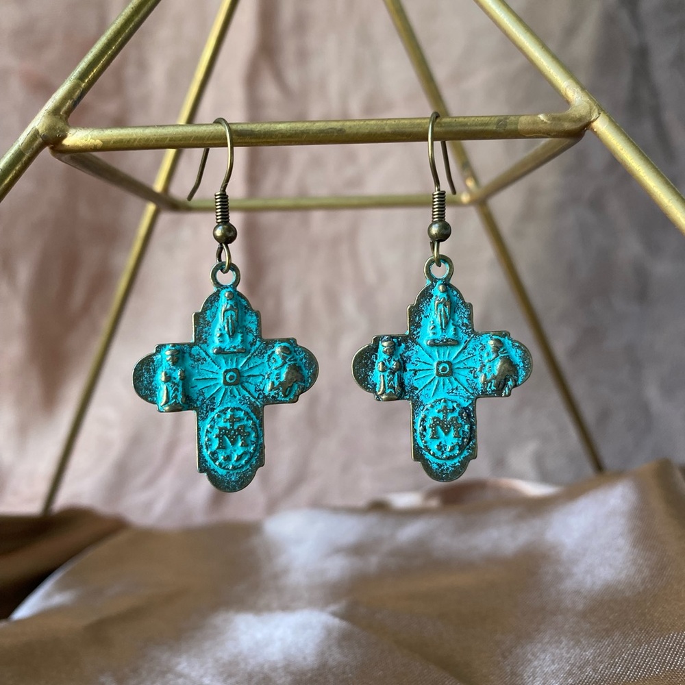 Turquoise Cross Earrings